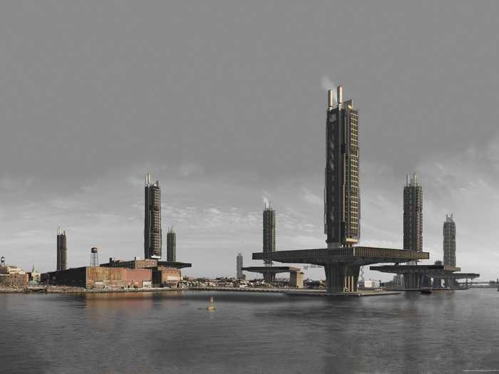 "Vertical Factories in New York" would put 21 industrial towers along the Brooklyn coast in order to re-establish the city