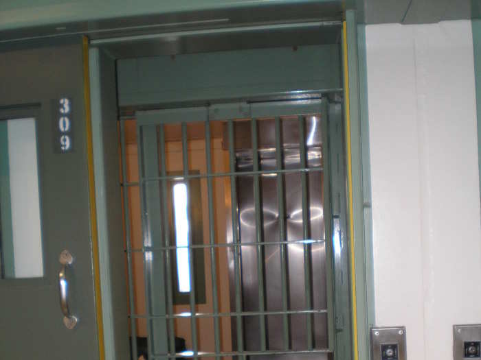 The doors in gen pop have slats, so prisoners can see outside their cells and interact.