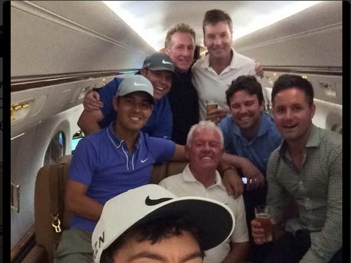 After winning the PGA Championship, he took a private jet to New York to celebrate.