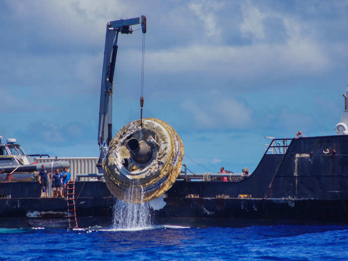 Eventually, the vehicle gets fished out of the water with a powerful crane and shipped back to shore for more testing. Mark Adler, project manager for the LDSD said in a NASA statement that one test flight was a great success. "The test vehicle worked beautifully, and we met all of our flight objectives," he said.