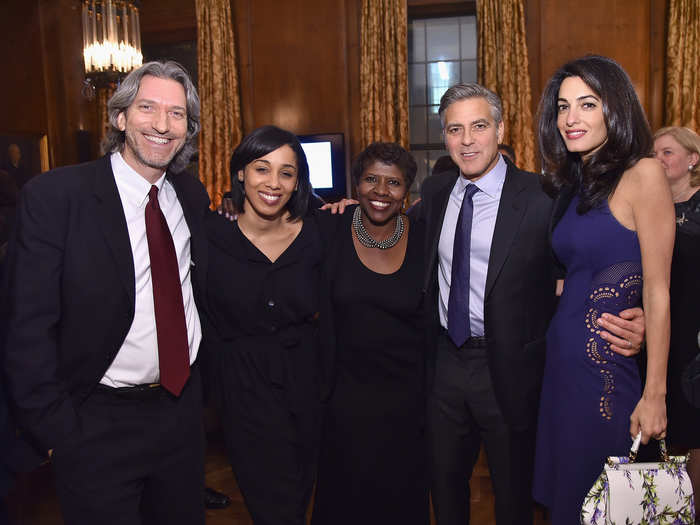 Now that the couple is in New York City, Clooney-spotting has become something of a sport. Here, the Clooneys pose with John Prendergast, Sia Sanneh, and Gwen Ifill at an event to honor those who saved Armenian lives during the genocide.