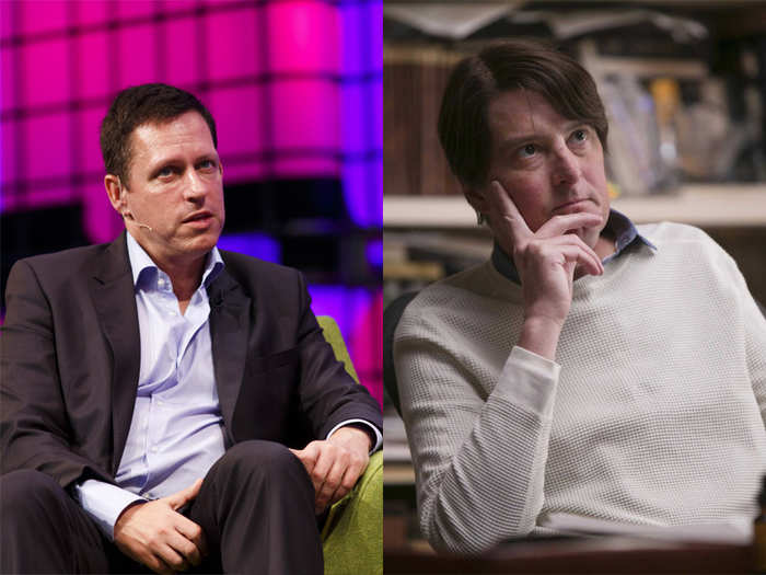 The show is full of inside jokes. Several of its main characters are modeled at least in part on real-life personalities. The absurdly intelligent and socially awkward Peter Gregory is seen to satirize billionaire entrepreneur Peter Thiel, left. Both characters actively encourage kids to drop out of college. Adding real-life tragedy: the brilliant actor, Christopher Evan Welch, who played the role died of cancer in December 2013.