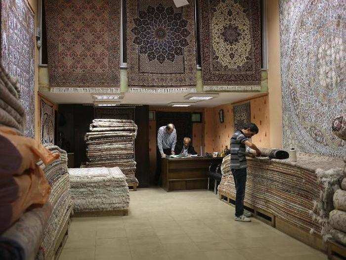 Persian carpets, like those sold here at the Bazar-e-Bozorg, are renowned for their quality. Carpets are one of Iran