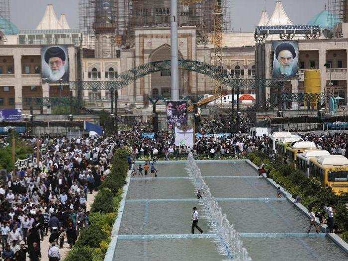 The anniversary was a big event. Tens of thousands of people came to pay their respects at the Ayatollah