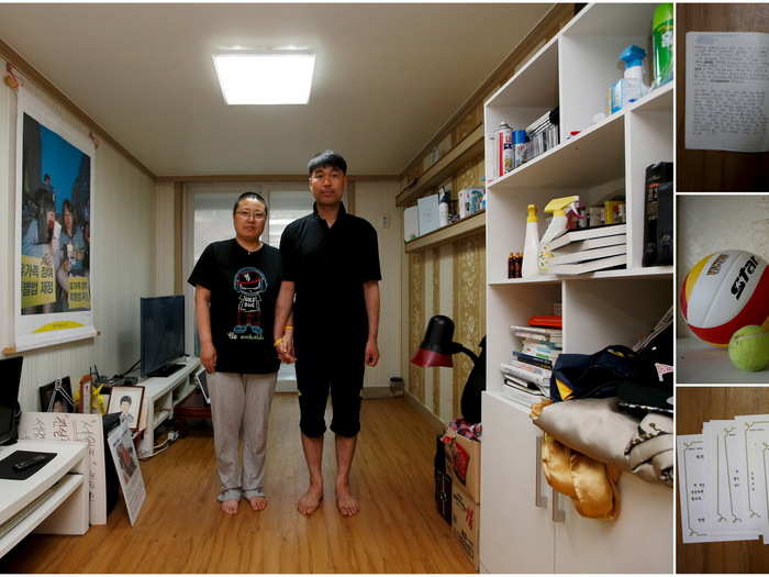 Kim Young-lae (R) and Kim Sung-sil, parents of Kim Dong-hyuk. "A thorough investigation is needed, and wrongdoers should be punished. This kind of accident might happen again, if we don