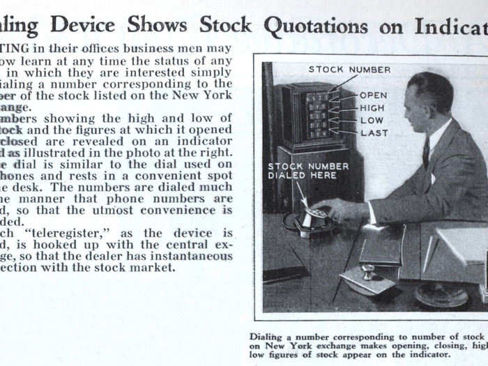 Ticker tape actually persisted as late as the 1970s. With the Dial Teleregister (created in 1932) you could dial-in a stock, and its bid and ask would be displayed.