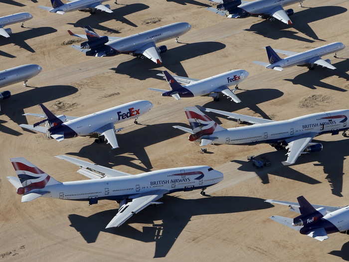 Those planes have their windows covered in foil and their fluids drained as they prepare for to sit in the desert for the long haul.