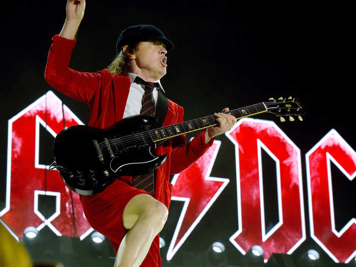 60-year-old Angus Young of AC/DC rocked the stage during opening night of the three-day festival.