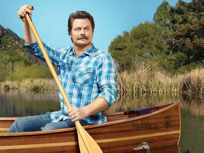 Nick Offerman is just like his mustachioed, bacon-and-egg-loving character on "Parks and Rec" in real life.