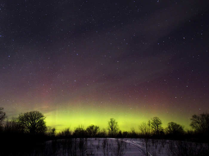 The glow of the northern lights is seen in southern Ontario.