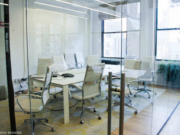 Almost all of the walls in the office can be written on, including in this conference room.