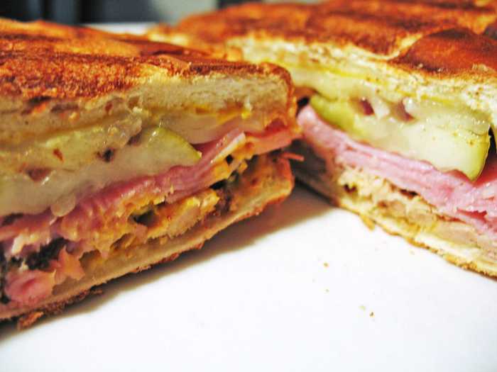 Meaning midnight in Spanish, a medianoche is similar to a Cuban sandwich and is commonly served in Havana