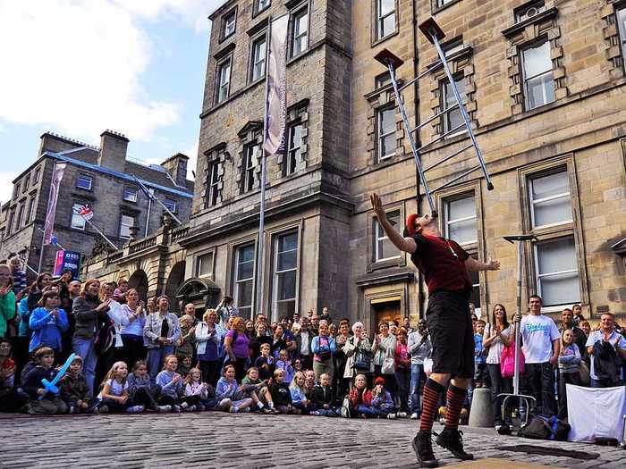 9. EDINBURGH, SCOTLAND: Edinburgh is a famous summer stop thanks to the Edinburgh Fringe Festival — the largest arts festival in the world — which runs for three weeks in August.