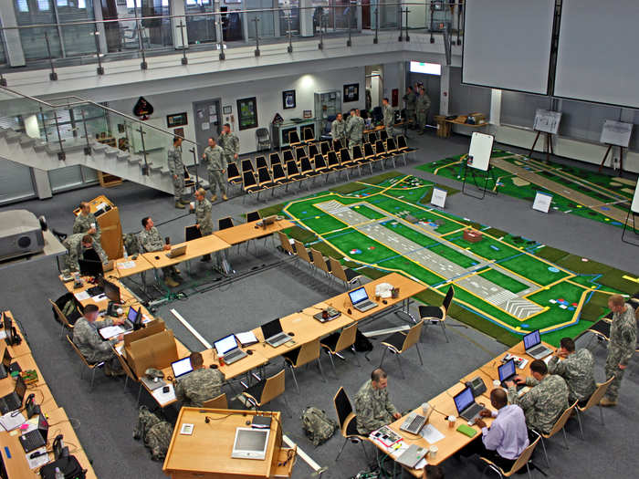 When we visited Ramstein, the 435th were planning around Operation Steadfast Javelin, a multinational NATO exercise partly aimed at reassuring the Baltic States during the Russian invasion of Ukraine. This floor mat is a scale outline of an airfield in Latvia where part of the operation was held.