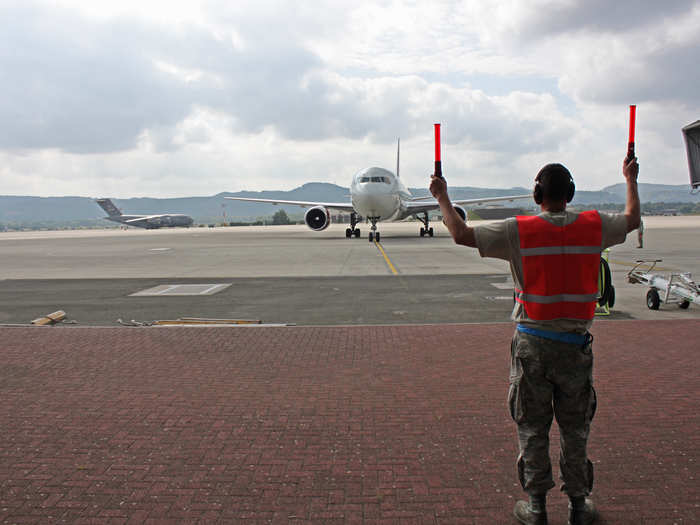 The AMC runs four weekly charter flights that pass through Ramstein. Each begins in Baltimore and then passes through Ramstein before ending in either Turkey, Kuwait, or Qatar.