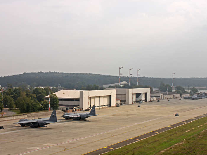 The base also hosts a number of visiting units and aircraft. Ramp 2, pictured below, was in use by the National Guard for the ongoing Operation Steadfast Javelin exercise when we visited.