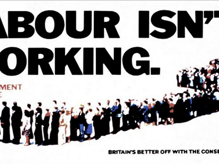 One of most iconic election posters of all time was run by the Conservatives in 1979, which saw Britain elect its first-ever woman prime minister, Margaret Thatcher.