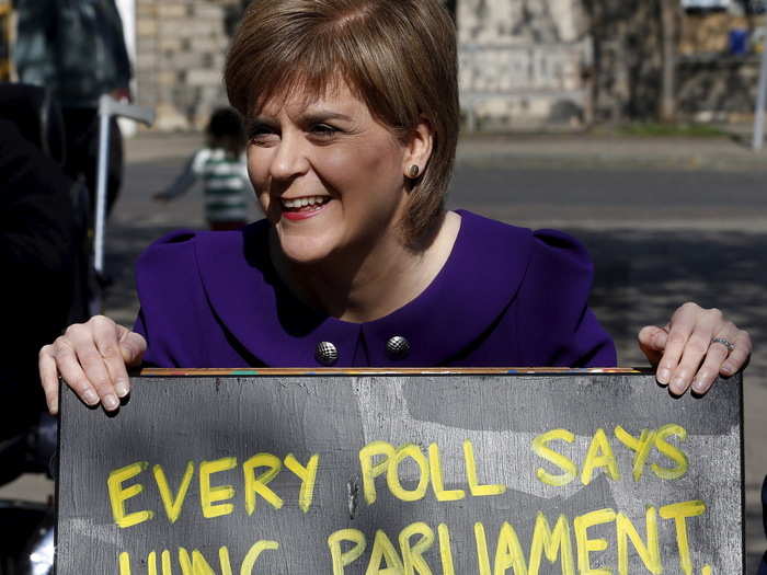 With only 7 days to go until the general election, we humbly submit that photos very much like this one of Scottish National Party leader Nicola Sturgeon could be remembered as the iconic moments of 2015.