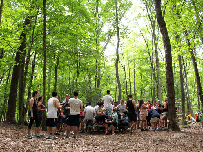 Five kegs were placed along the walking trail that wound around the campgrounds, and we didn