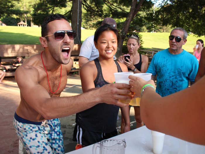 Shockingly, the party was just getting started. The Pub Hike was followed by the Flip Cup Tournament on the basketball court. This guy seemed into it.