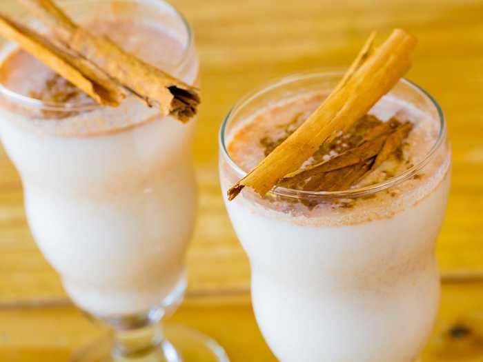 Horchata is a creamy cinnamon-flavored drink made of either rice or almonds and served chilled. While some recipes make horchata with milk, the traditional Mexican recipe is dairy-free.