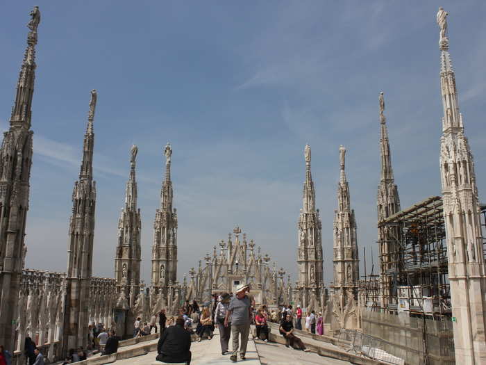 Visitors can climb a winding staircase (or hop on an elevator) to explore the cathedral