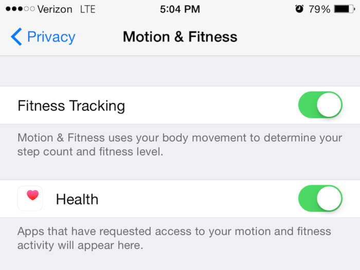 Switch off fitness tracking.