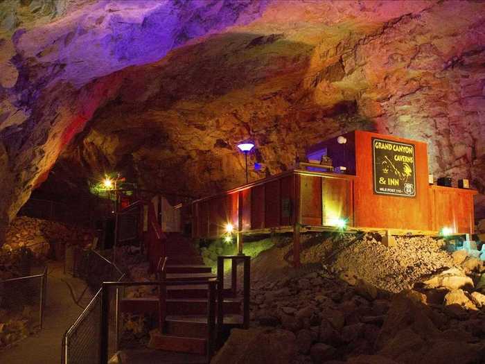 Delve underground at the suite at the Grand Canyon Caverns, which sits 220 feet underground and is surrounded by 65 million year old 