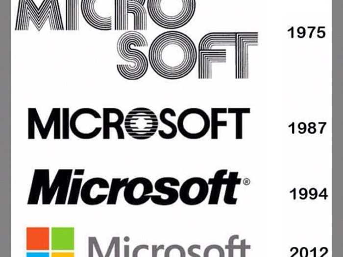 Microsoft changed its logo almost every decade, from a trendy round shaped font to something that stresses its Windows product line.