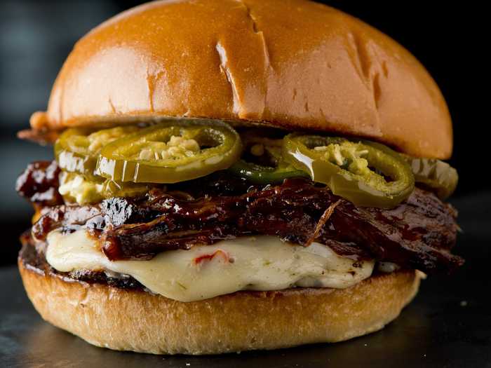 Southlake, TX: The Lone Star Prime Beef Burger combines shredded barbecue beef with pepper jack cheese and bread-and-butter jalepeños.