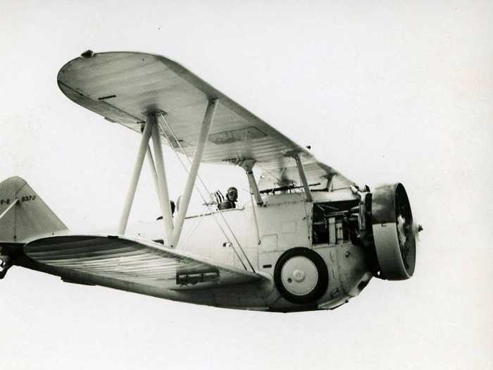 Experimental Marine Corps aviation began in conjunction with the Navy around 1919. This photo from 1930 shows a Marine flying a Grummn FF-2 Navy plane. Within a decade the Marines had their first aircraft wing which is now based in Okinawa, Japan.