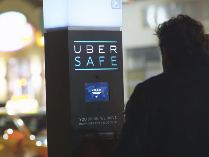 Uber and agency Rethink installed a breathalyzer in Toronto after midnight —a time when drunk-driving accidents triple. If the breathalyzer found you to be over the legal limit, it offered you a free Uber ride home.