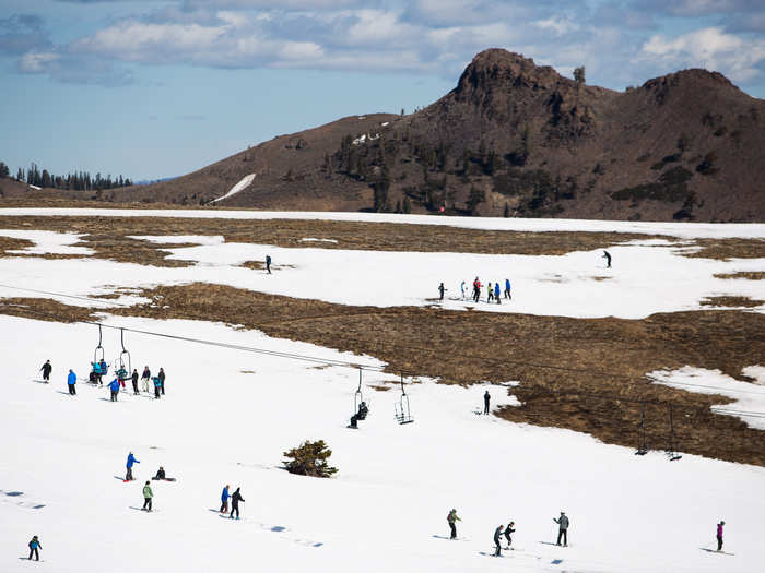 Lake Tahoe ski resort had far less snow than usual this season. Photo from March 2015.