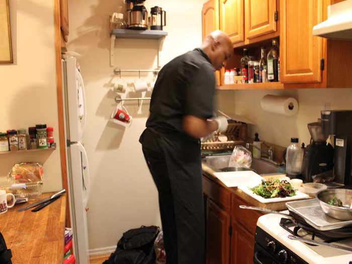 The kitchen was pretty small, but Chris was just fine cooking in varying types of environments.