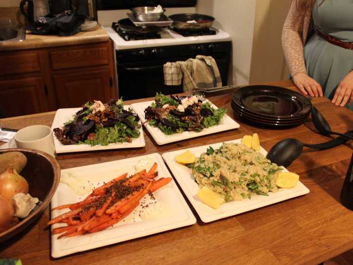 After a little more than a half hour of cooking, the food was ready to be served.