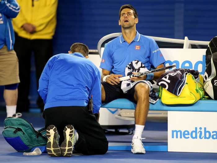 He tends to feign injury if he gets down in big matches, and has been accused of pretending to be hurt by multiple opponents. Recently, his antics at the 2015 Australian Open landed him under speculation of faking an injury during his match against Andy Murray.