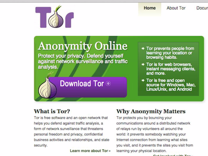 Get on the Tor network