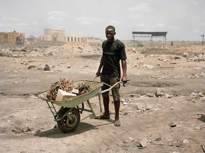 In Agbogbloshie, Ghana — a former wetland turned toxic graveyard of computers, smartphones, and wires — young men make a living of about $2.50 a day, sorting through the rubbish with their bare hands. Each piece has a value derived from the materials it was built with.