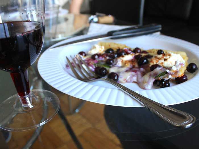 Karlo and I thought the blueberry honey pizza was delicious. It was a little too spicy for Esteban and Anita, though. Michelle decided to let guests put their own red pepper flakes on the next time she prepared it.