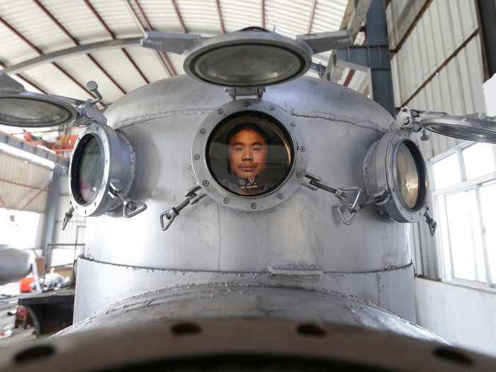 Another farmer, Zhang Wuyi, 37, created a multi-seater submarine at home to help harvest aquatic products, such as sea cucumber. He sold his invention to sold to a businessman in Dalian at a price of 100,000 yuan (£10,248, $15,855) in 2014.