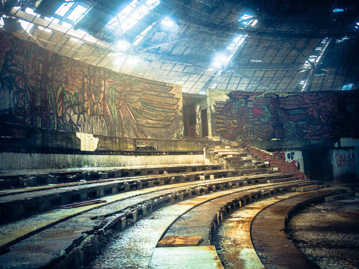 The rows of benches were members would sit for meetings are now falling apart as well.