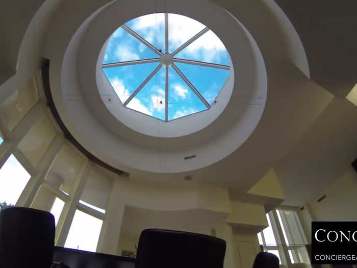 A skylight over the kitchen table.