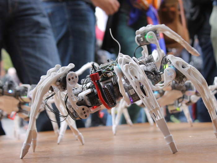 Intel brought spider robots.