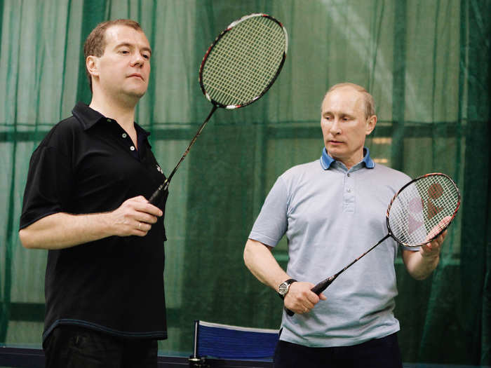 Or taking on then-President (now Prime Minister) Dmitry Medvedev on the badminton court.