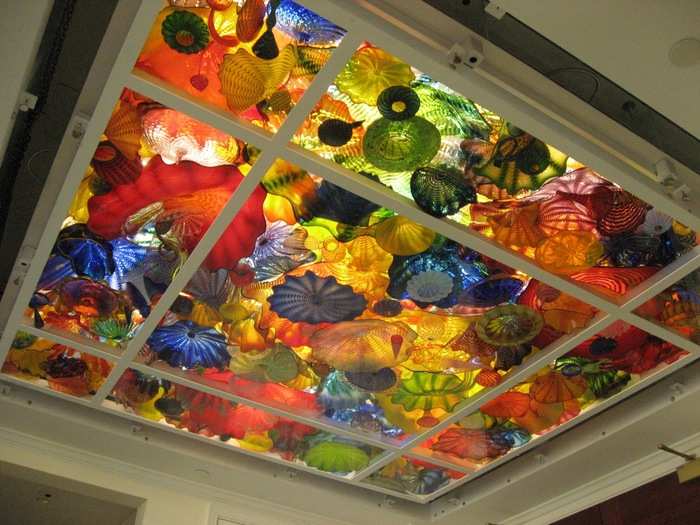 Glass sculptures by Dale Chihuly hang in the entryway to Yahoo CEO Marissa Mayer