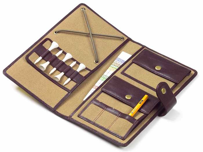 Up his game with a golf score card organizer.