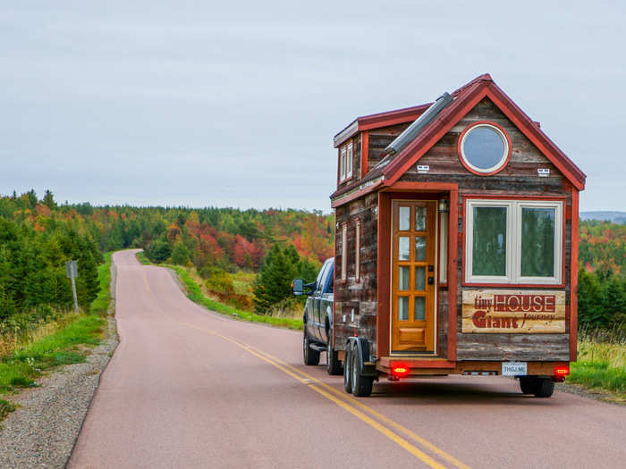 One couple quit their jobs, built a 125-square-foot tiny house, and hit the road to become travel journalists. Five months into their journey, the couple racked up 10,000 miles and 25 states visited. They estimate they spend $800 a month on gas, with utilities close to zero.