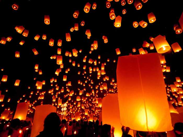 Loi Krathong, or the festival of lights, takes place all over Thailand in November, but some of the most stunning displays where millions of lanterns fill the sky are found at Chiang Mai, Ayutthaya, and Sukhothai.