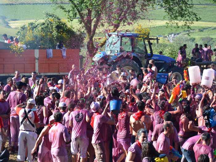 La Batalla del Vino is an annual huge wine fight in Spain