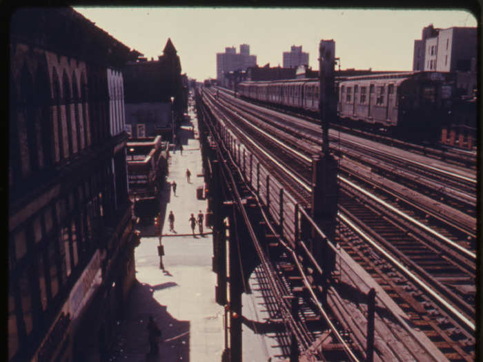 Bushwick Avenue seen from an elevated train platform